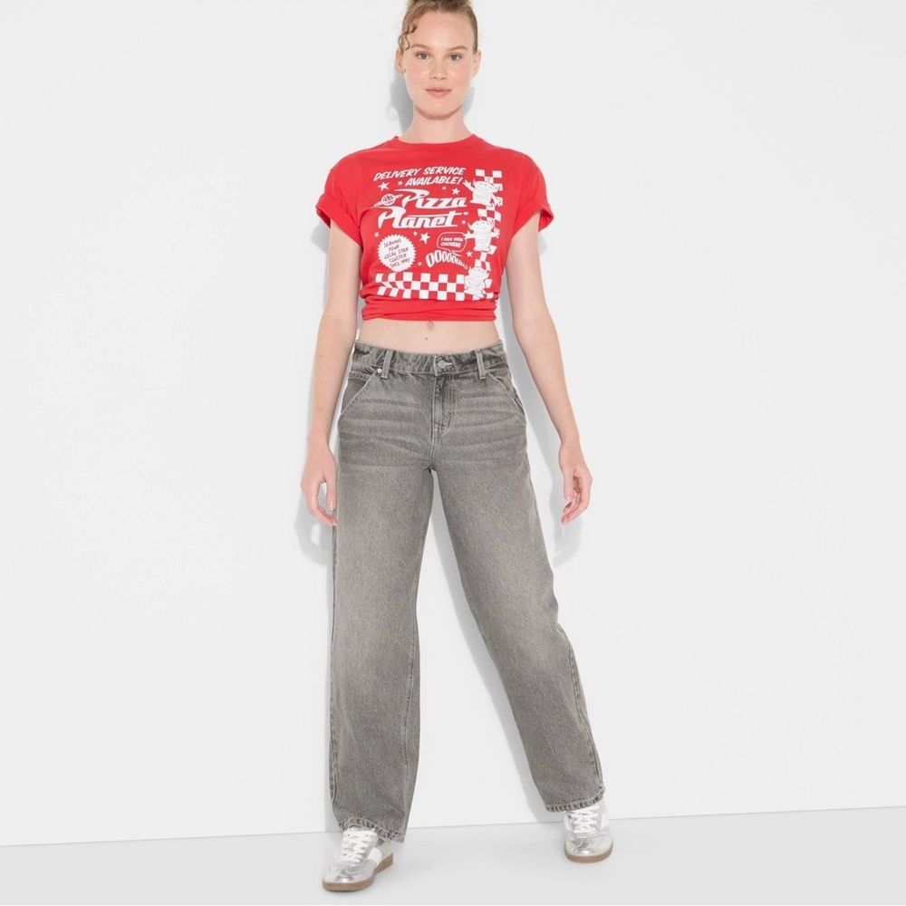 Women's 90s Mid Rise Relaxed Straight Jeans.   Gray  Wash 6 - Picture 2 of 16